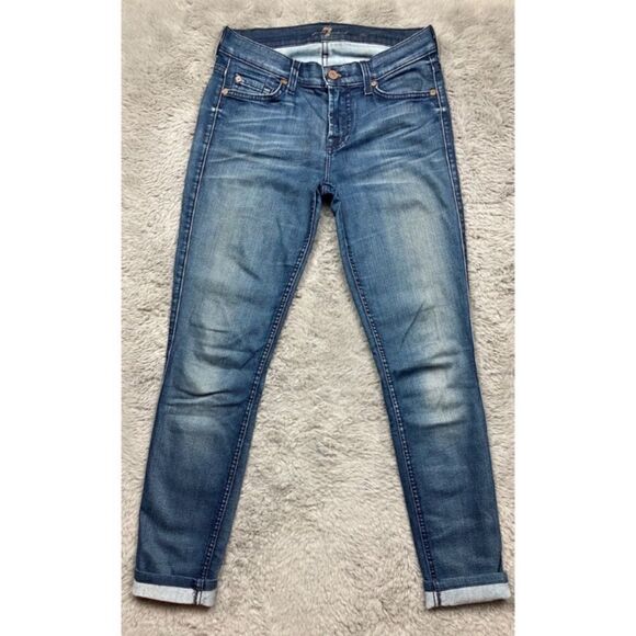 7 For All Mankind Denim - 7 for all mankind the skinny medium wash jeans